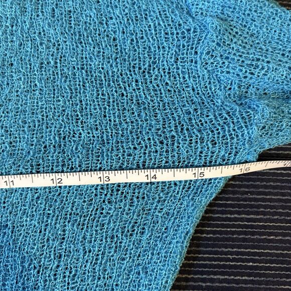 Sea & Sand Mesh Cardigan Womens M Aqua Blue Boho Beachy Fairycore Y2K Coastal - Picture 3 of 6